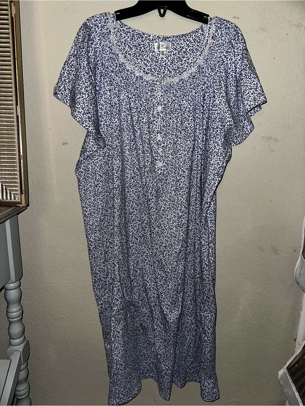 Aria collection blue floral nightgown 100% cotton size 2X BNWOT
